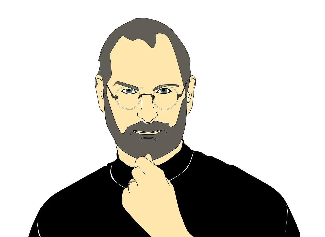 Steve Jobs in ruhiger Umgebung – inspiriert von seiner Indienreise und Zen-Praxis.